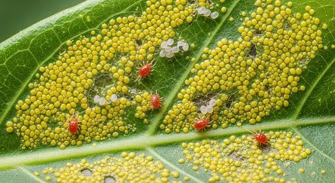 azalea spider mites leaf underside macro