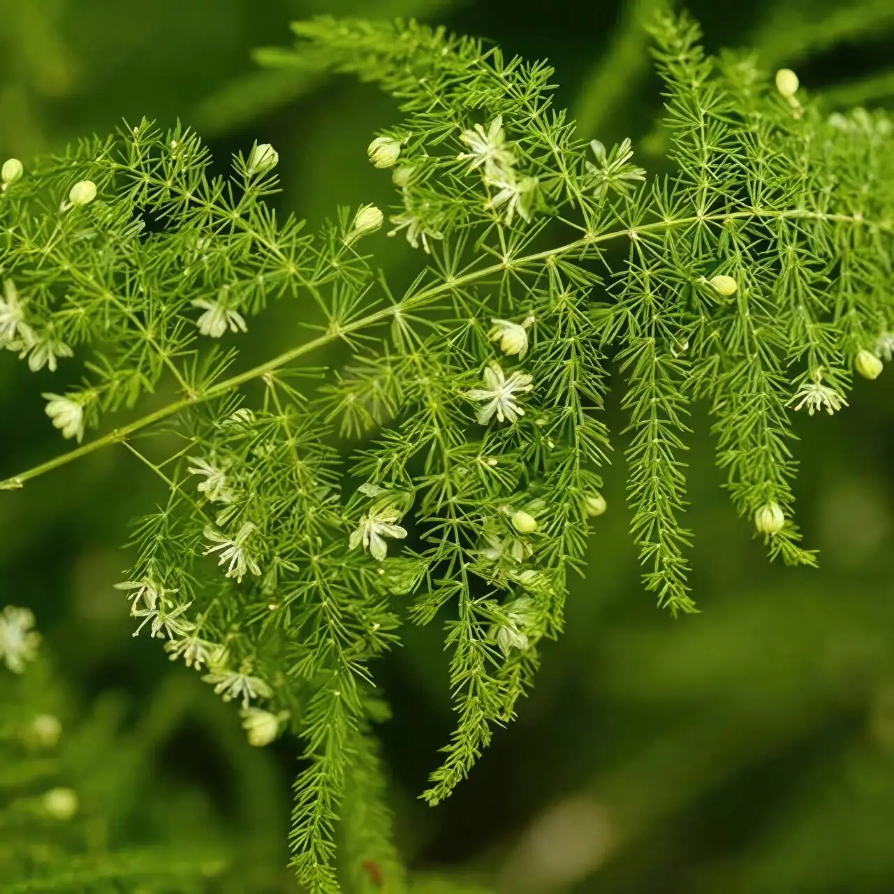 asparagus fern white flowers close-up