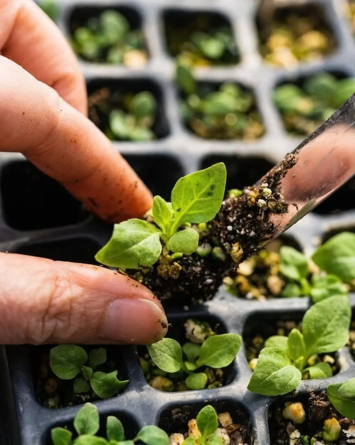 fern seedlings transplant tray misting