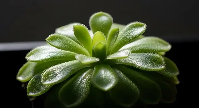 succulent leaves dew night close-up