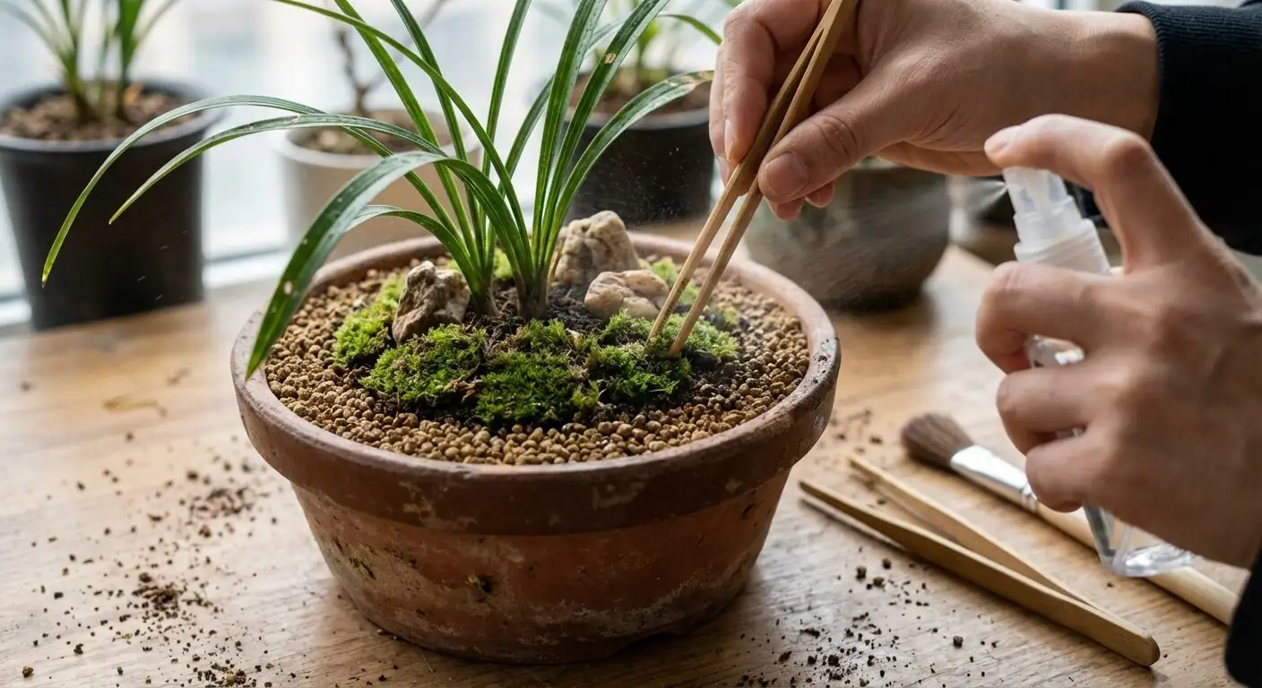 cymbidium goeringii moss topdressing hands