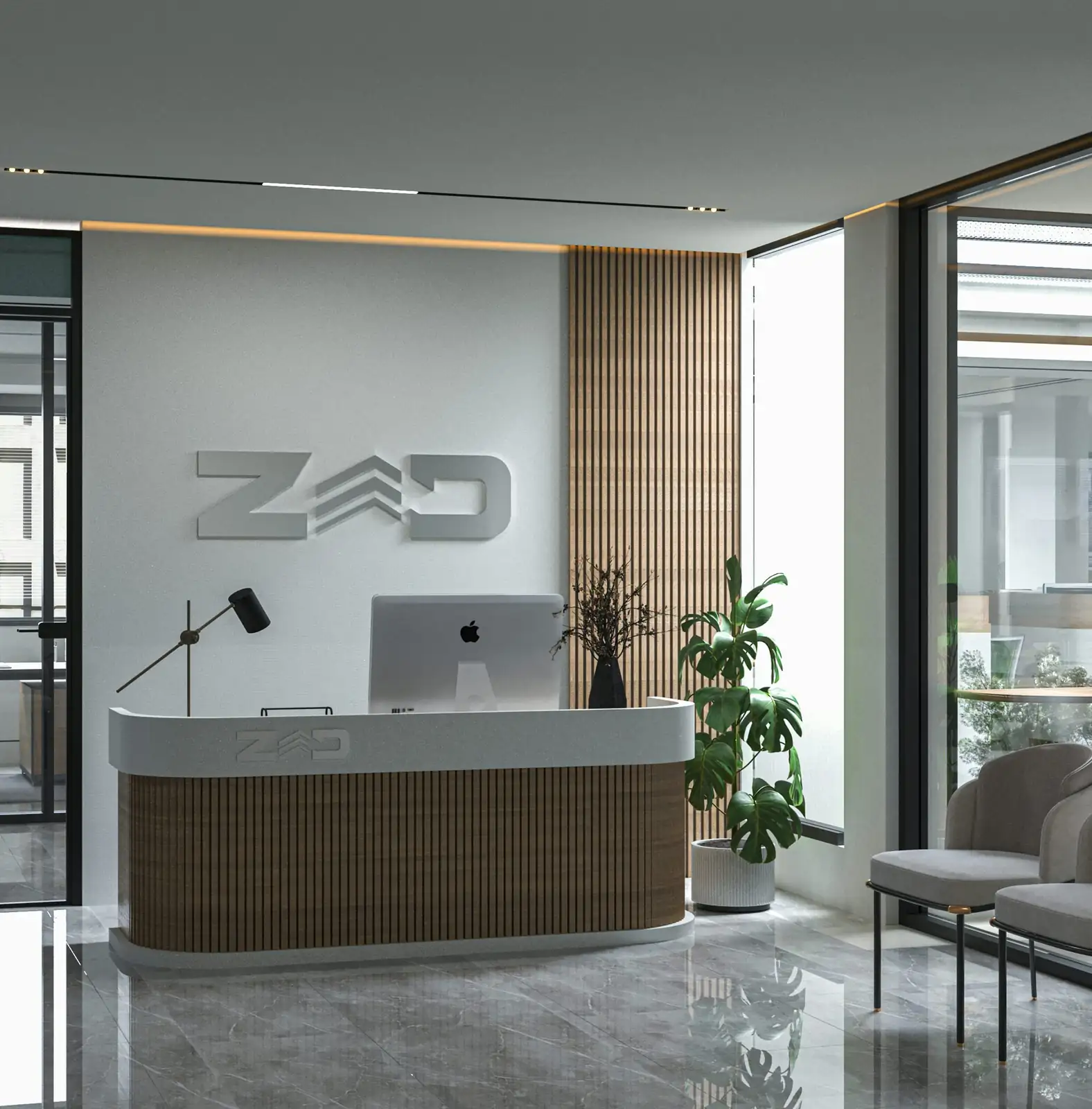 Guzmania office reception desk display