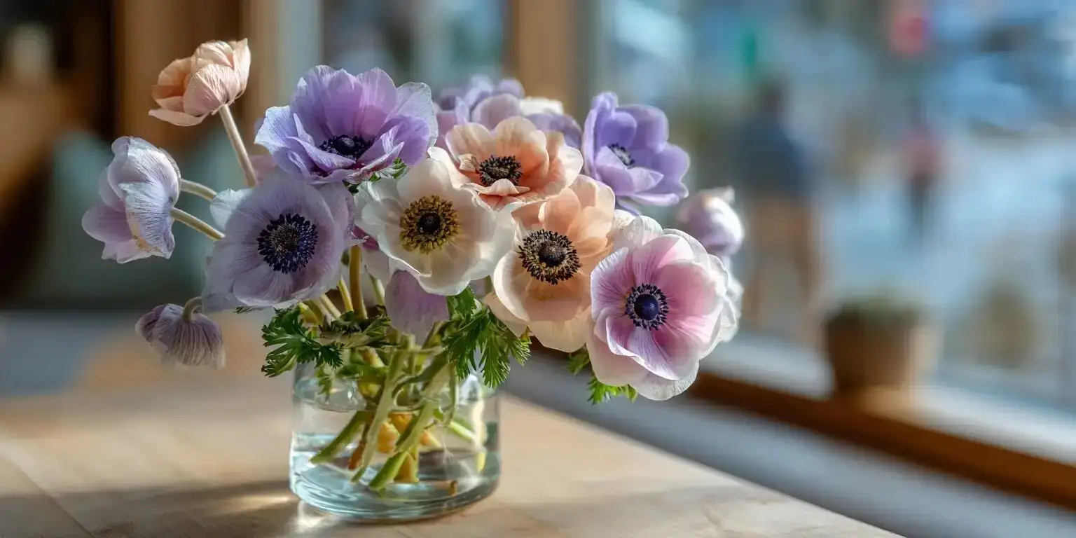 poppy anemone cut flowers vase